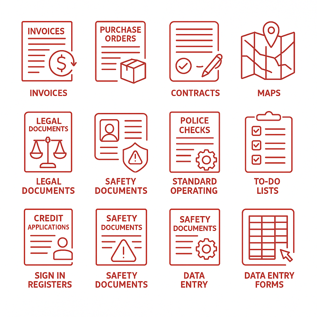 Documents on a conveyor